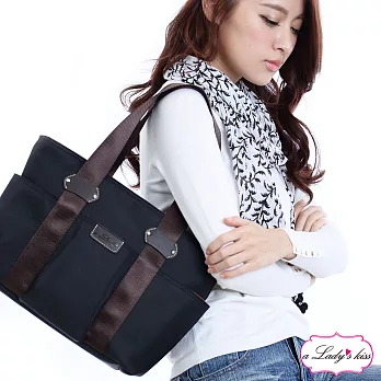 【a Lady ’s真皮】牛津優雅四口袋托特包(柔黑)