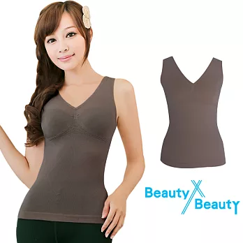 【Beauty x Beauty】美型纖體塑身/V領背心_180D機能款(豆沙色)