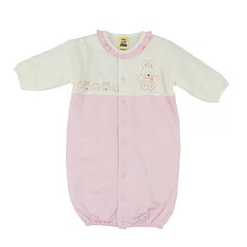 【愛的世界】MYBABY小兔與雲系列純棉舖棉長袖兩用嬰衣-台灣製-3M淺粉紅色