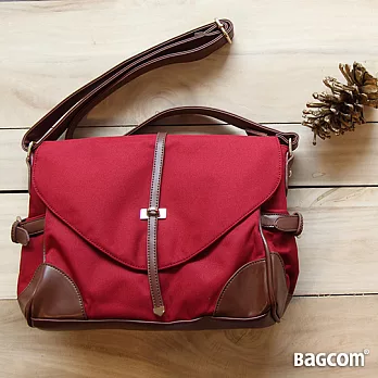 Bagcom Masaki金釦皮繩斜背包-深韻紅