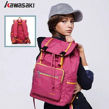 KAWASAKI 休閒平板電腦背包。桃桃紅色