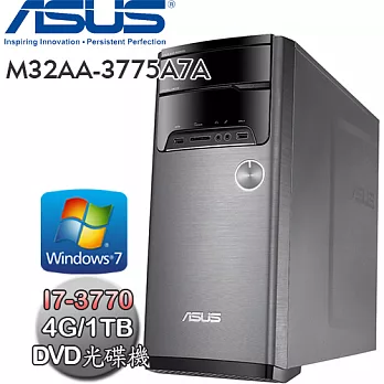 《ASUS》M32AA-3775A7A (I7-3770/4G/1TB/DRW/WIN7) 桌上型電腦黑