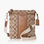 COACH 輕便型 織布皮飾邊肩背/斜背包(小款)_卡其咖 COACH 輕便型 織布皮飾邊肩背/斜背包(小款)_卡其咖