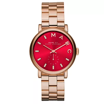 MARC By Marc Jacobs 媛媚新穎風格時尚腕錶-紅x玫瑰金