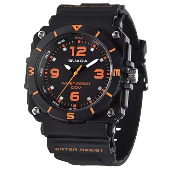 JAGA捷卡石英冷光運動錶AQ934(黑橘)