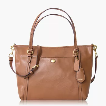 COACH 素面簡約造型兩用托特包(大款)_咖啡