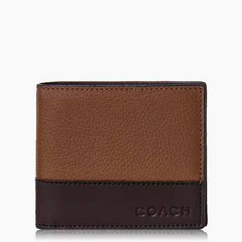 COACH Men’s Accessories 高級皮革對摺式短夾_咖啡