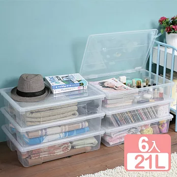 《真心良品》全透式扁平附蓋整理箱21.L(6入)