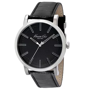 Kenneth Cole 哲文學士經典皮帶腕錶-黑