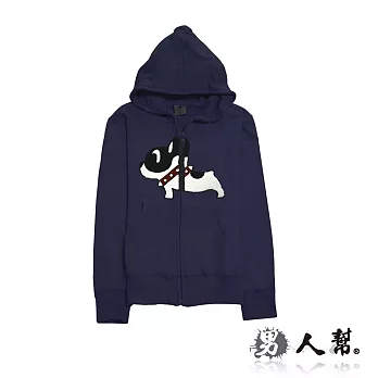 【男人幫 】C5276*【絨布拼貼小狗刷毛連帽外套】丈青 S號