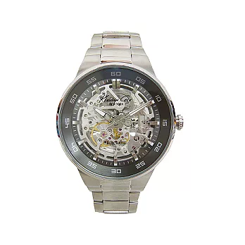 KENNETH COLE 闊氣大視窗時尚個性優質機械腕錶-銀色-IKC9342
