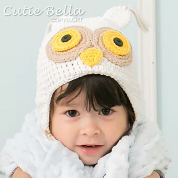 Cutie Bella手工編織帽Owl-Cream/Yellow Eyes(幼童款)