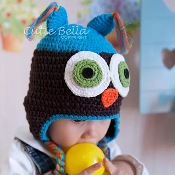 Cutie Bella手工編織帽Owl-Aqua/Brown(幼童款)