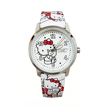 HELLO KITTY 40週年紀念款 生活中的趣味時尚個性腕錶-白+紅-KT403LWWW-R