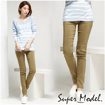 【名模衣櫃】完美秋冬色.極致纖瘦鉛筆褲-共18色 (M-XXL)M卡其色