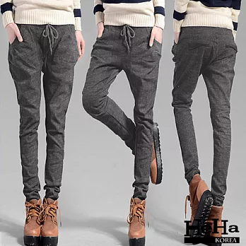 長褲 鬆緊腰寬鬆哈倫休閒長褲 二色-HeHa-2XL(深灰)