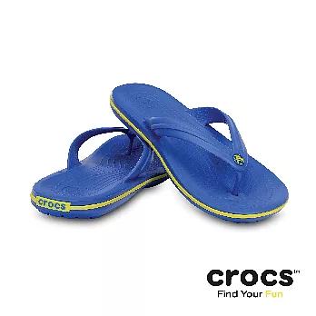 Crocs - 中性 - 卡駱班人字拖 -42學院藍/亮黃色