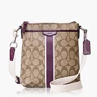 COACH 輕便攜帶 PVC防水材質斜背包(小款)_卡其/紫 COACH 輕便攜帶 PVC防水材質斜背包(小款)_卡其/紫