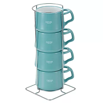 《DANSK》琺瑯材質咖啡杯(4件組)藍綠色