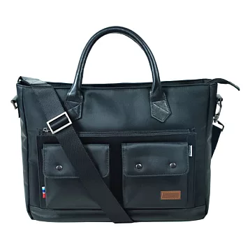 【Dogyball】經典包款 "Carry On" 城市移動 隨心所欲 仕事休閒手提包款真皮加大握把 筆電保護 高質尼龍31黑色