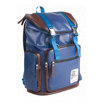 簡約撞色後背包-藍色