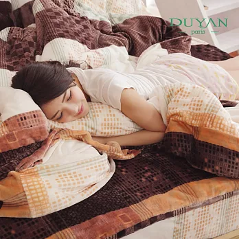DUYAN《私旅手札》加厚法蘭絨鋪棉床包被套-雙人加大四件組