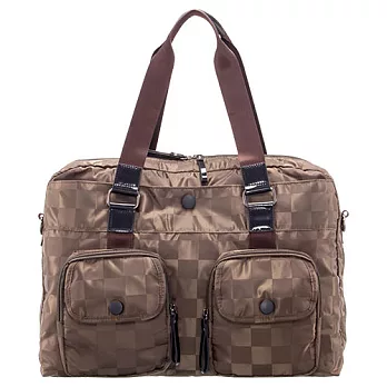 曼德羅德 質感金前式拉鍊雙口袋男包-0001咖啡色