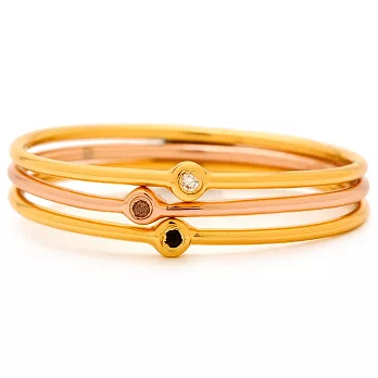 Gorjana 鑲灰鑽玫瑰金 鑲白鑽&黑鑽金 三環戒 細版 可分開配戴美規6號