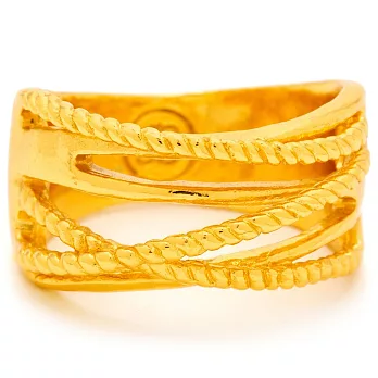 GORJANA Marin Ring 浪漫編織 多層次 鑲18K 金色寬版戒指美規6號