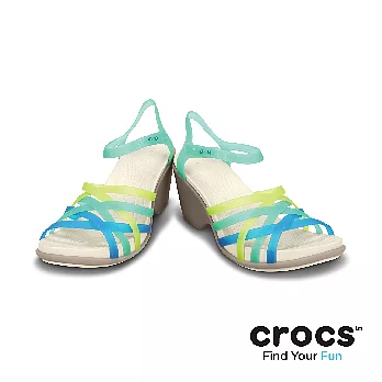 Crocs - 女款 - 赫瑞綺夏日楔型涼鞋 -38海島綠色/蘑菇色