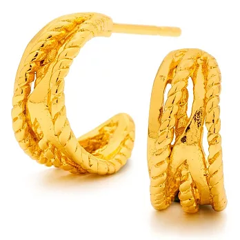 GORJANA 浪漫編織 月牙形耳環 鑲18K金 Marin Mini Hoops