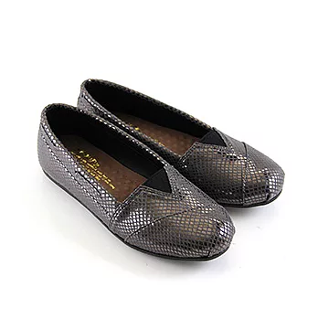 【Pretty】經典金屬質感休閒懶人鞋23灰色