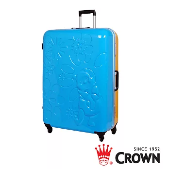 CROWN DISNEY 維尼鋁框25吋PC立體TSA海關安全鎖-行李箱-藍+黃藍+黃