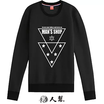【男人幫】T5692*【圓領束口細絨倒三角星星圓領T恤】黑色M號