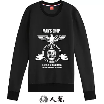 【男人幫 】T5693*【圓領束口細絨和老鷹一起玩圓領T恤】黑色 M號