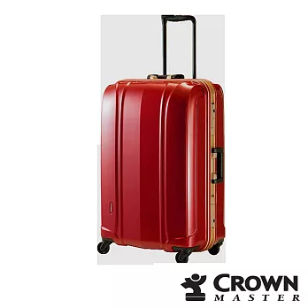 CROWN MASTER 輕量髮絲紋鋁框26吋PC鏡面TSA海關安全鎖行李箱-珠光深紅珠光深紅