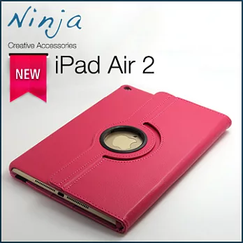 【東京御用Ninja】iPad Air 2新iPad第六代專用360度調整型站立式保護皮套(桃紅色)