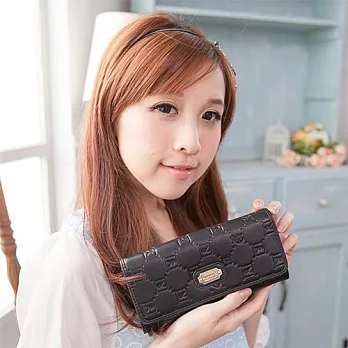 PLAYBOY 馬卡龍系列蓋扣長夾(黑色)