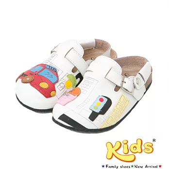 Kids紐約城市前包後空勃肯風鞋-經典白兒童款25經典白