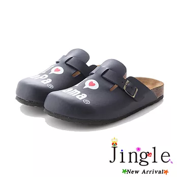 Jingle我愛爸媽前包後空勃肯風鞋-質感藍35質感藍