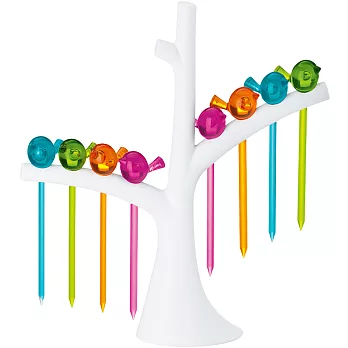 《KOZIOL》樹梢小鳥短叉(彩8入)