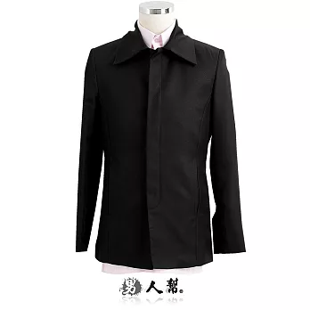 【男人幫】C5311*【腰身版型頹廢風格休閒黑色素面排扣西裝外套】S 尺寸