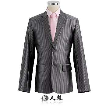 【男人幫】C5312*【腰身版型時尚富家公子款奢華腰身銀灰條紋2釦西裝外套】 銀灰色 S 號