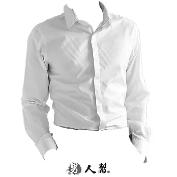 【男人幫】S0195*【美型男穿搭隱藏扣直條紋襯衫】白色M號