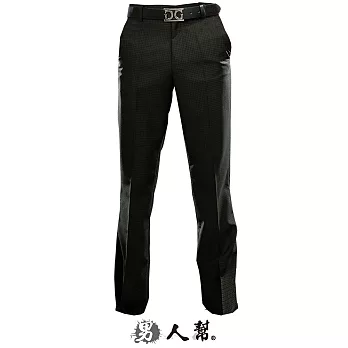 【男人幫】K0427*【皇家黑色格紋窄版中低腰直筒西裝褲】黑色M號