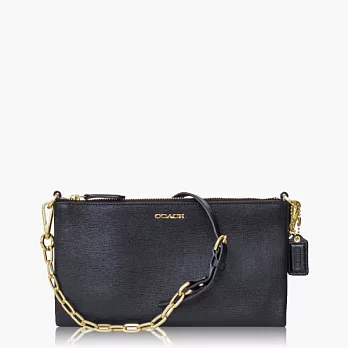 COACH 多種背法 防刮皮革手拿/斜肩背包(小款)_黑色