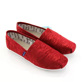 【Pretty】質感亮面帆布懶人休閒鞋35紅色