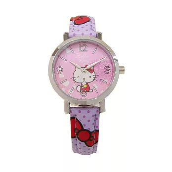 Hello Kitty 可愛俏皮惹人愛時尚造型腕錶-紫色-KT002LWVV