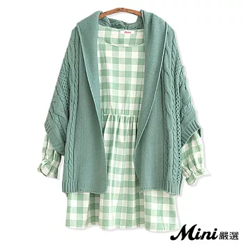 毛衣 鏤空寬鬆森林系針織披肩 三色-Mini嚴選-FREE(綠色)