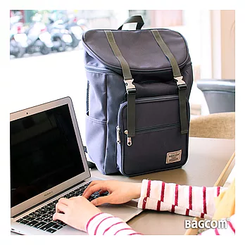 Bagcom Masaki 休閒雙釦後背包-藍灰(13吋筆電MAC book OK)